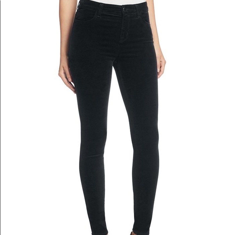 J Brand Mid-Rise Skinny Velvet Jeans in Black